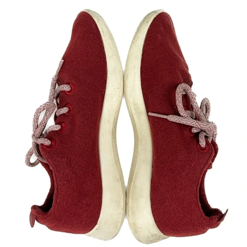 Allbirds Burgundy Red Merino Wool Runners Tuke Jo Shoes - Size 8